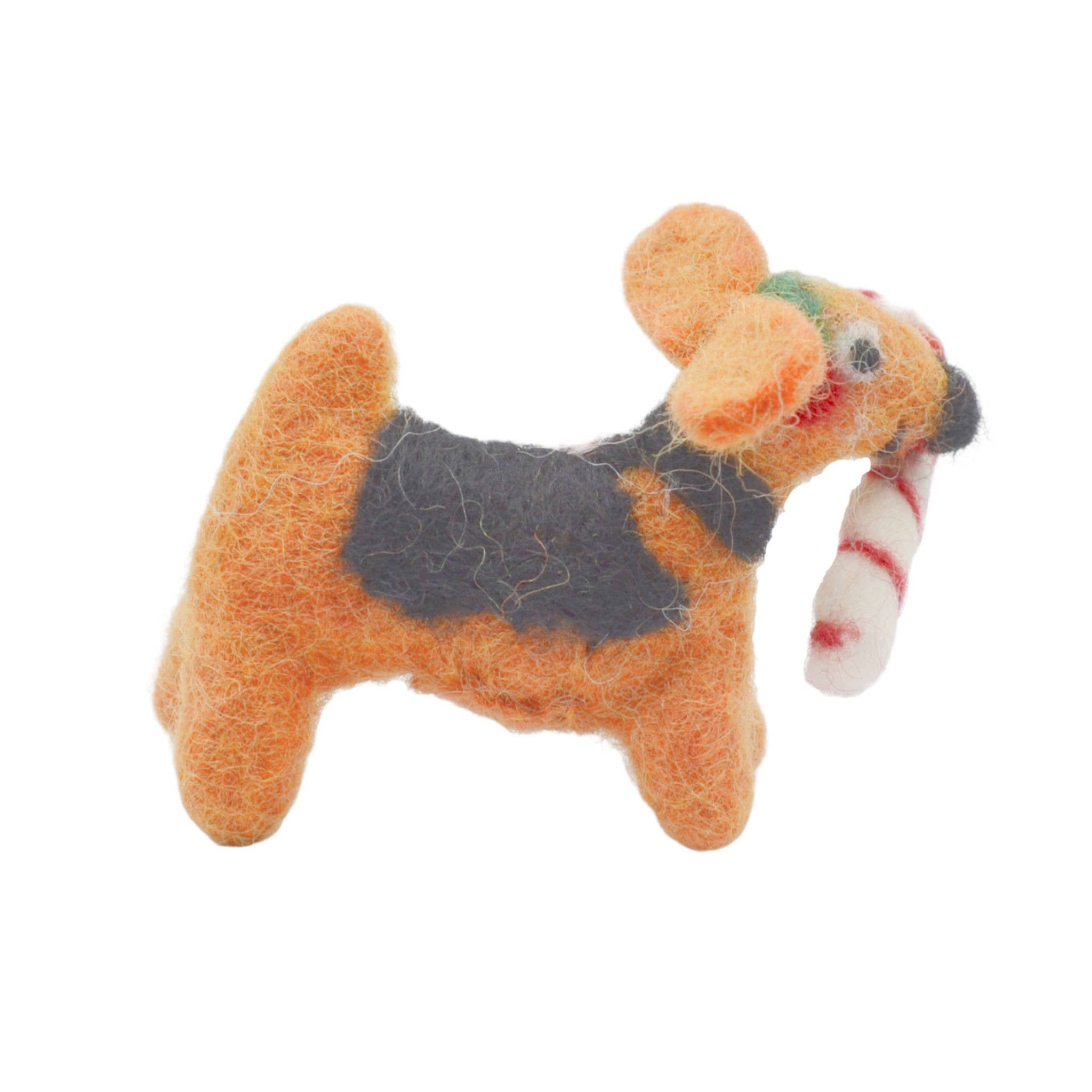 Didi Bahini Fair Trade - Wholesale Ornament - Candy Cane Fido Felt Ornament1