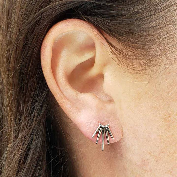 Nina Designs - Wholesale Stud/Post Earrings - Sterling Silver or Bronze Five Spike Post Earrings 12x10mm2