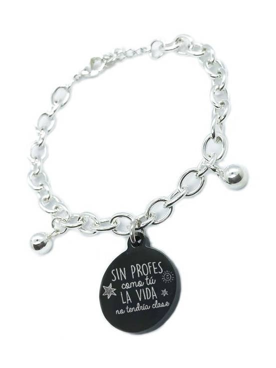 Rolo Fino weißes Stahlarmband mit Titan-Medaille 20mm für den Großhandel von Happypulseras