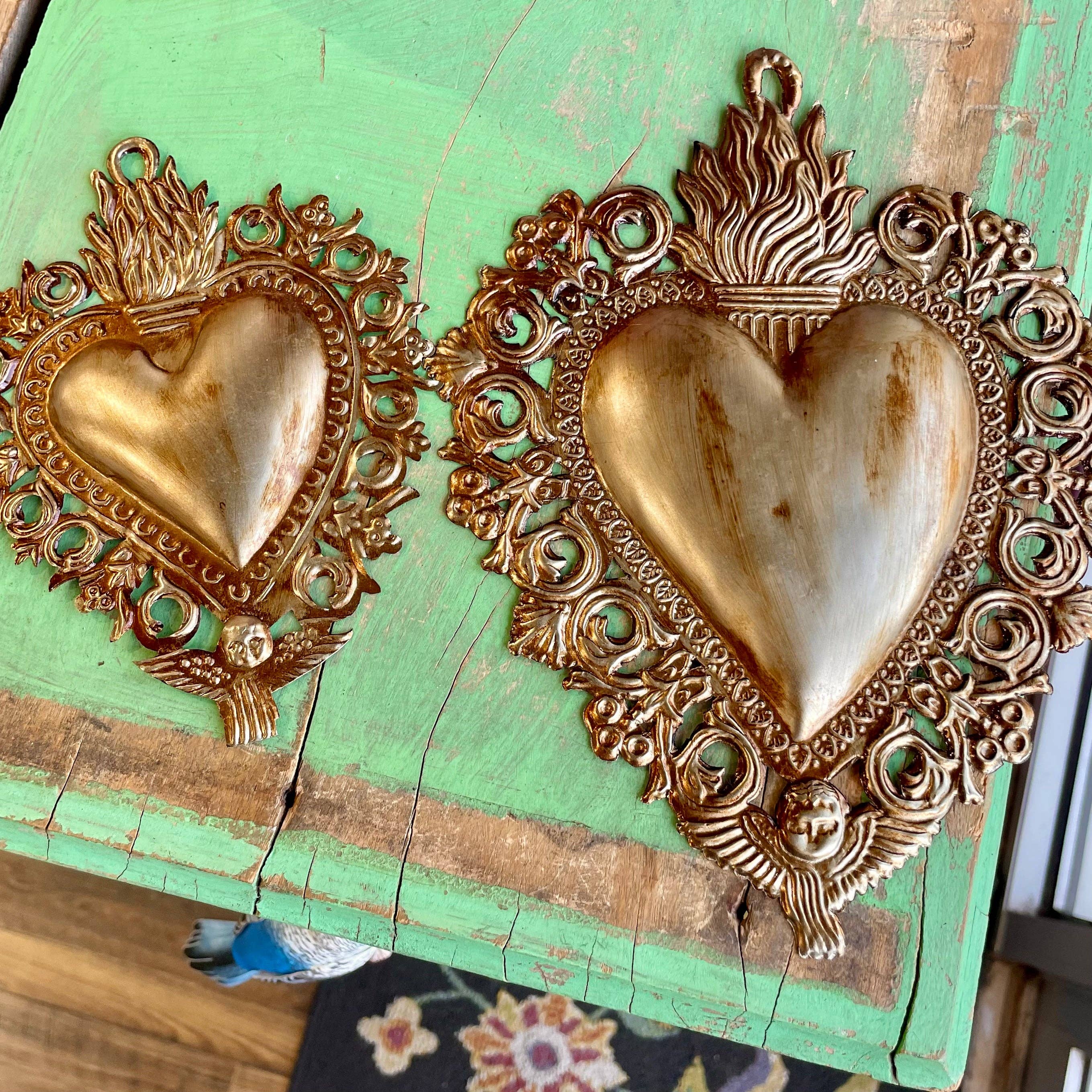 Gold Antique Inspired Hanging Sacred Heart for wholesale on Faire5