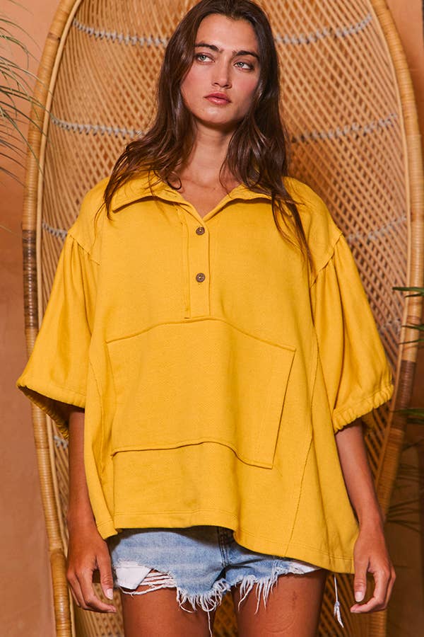 BUCKETLIST INC - Vente Tunique – femme - T2195 Haut uni surdimensionné à manches nouées et à lacets25