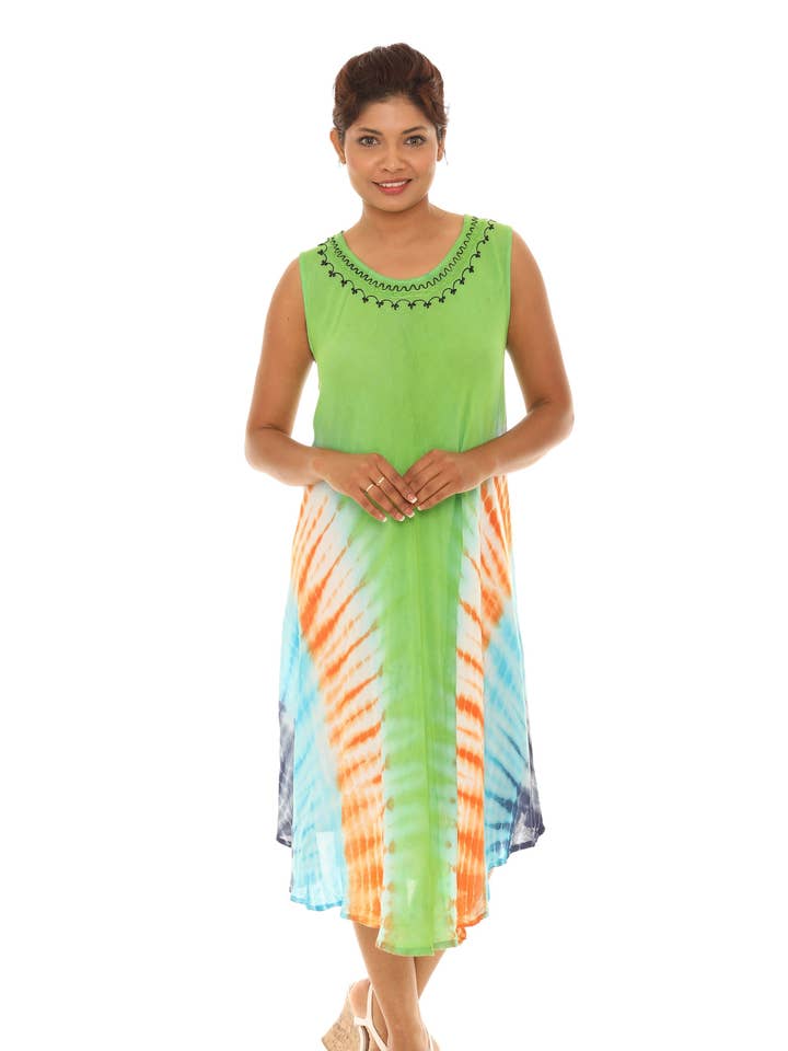 Robe d'été en rayonne Tie Dye pour la vente par Shoreline Wear. INC