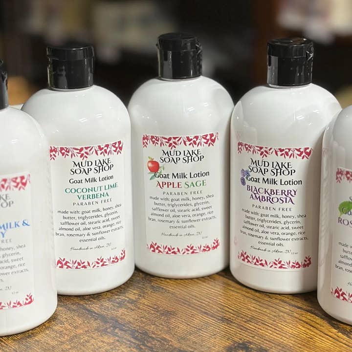 Goat Milk Lotion - 12 ounces various scents for wholesale by Mud Lake Soap Shop