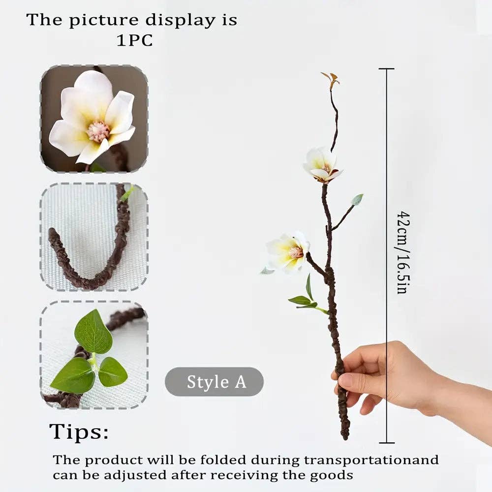 Huis Van Merken - Wholesale Artificial Flowers - 1pc Magnolia with artificial branches 42cm home decoration1