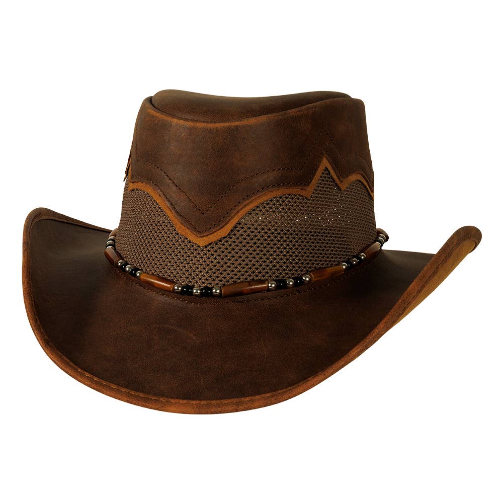 American Hat Makers – Chapéu de cowboy - Unissexo por atacado – Chapéu de Rede em Pele Genuína Outback - Estilo Sierra20