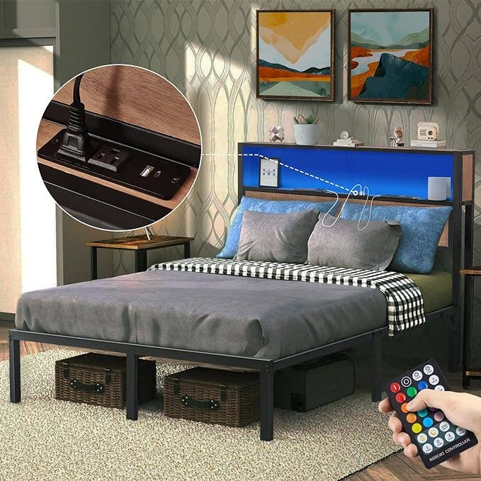 OUVR - Wholesale Bedroom Furniture - Queen Bed Frame, Platform Bed Frame with Headboard, Bed Fram10