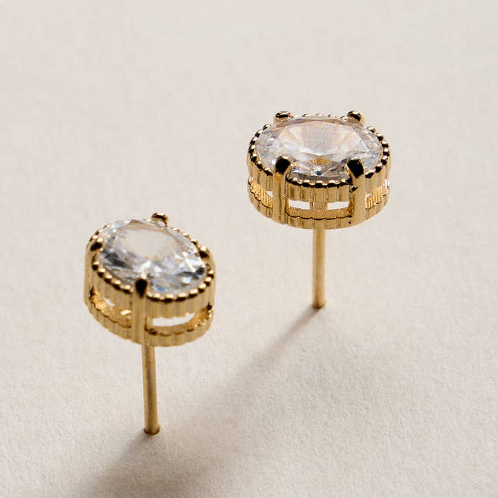 GD Gold Filled Oval CZ Stud Earrings for wholesale on Faire1