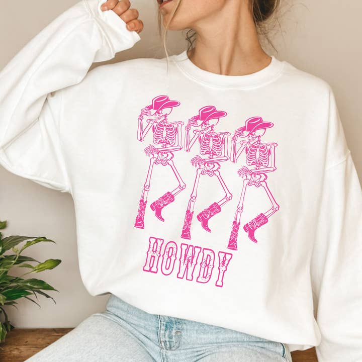 TEELUX - Vente Transfert pour sublimation - (Chemise non incluse) HOWDY Country Skellies PINK - Transfert sérigraphié2