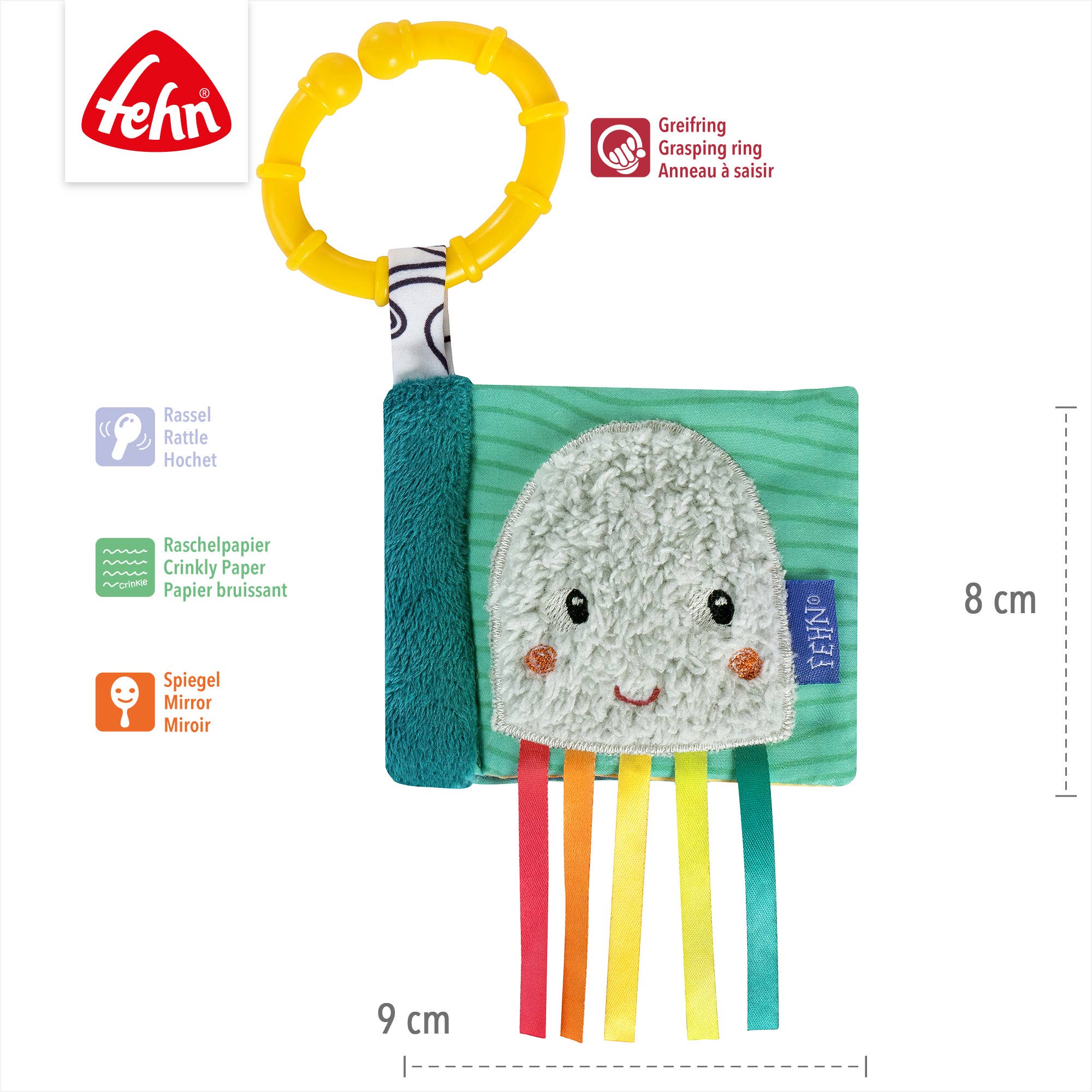 Fehn - Wholesale Baby & Toddler Book (0-2) - Mini-Crinkle Book Octopus - Touch Book with Nature Motifs4