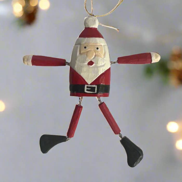 Hanging Puppet Santa Ornament for wholesale by Suzie Blue Canada