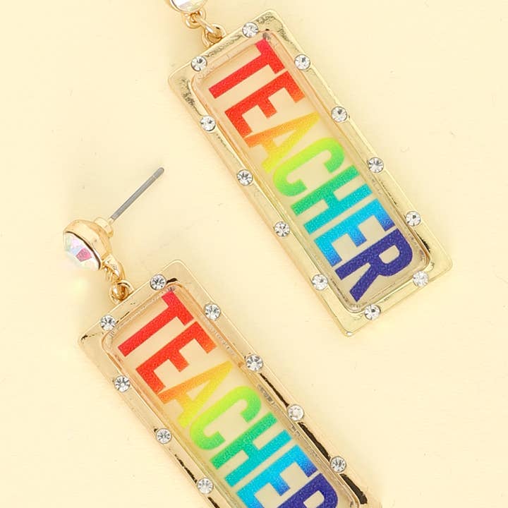 Gemstone Rhinestone Acrylic Teacher Post Earrings for wholesale by SP Sophia Collection