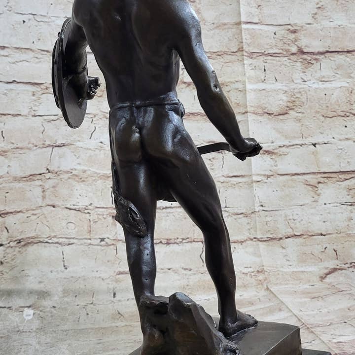 Bronzhaus – wholesale Sculpture – Spartacus Roman Hoplomachus Gladiator Bronze Metal Statue Sculpture Figure 14" x 18"