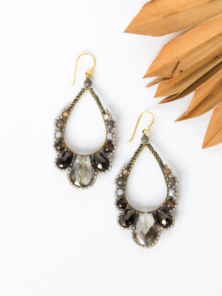 Thai Crystal Scalloped Earrings for wholesale by Bali Queen