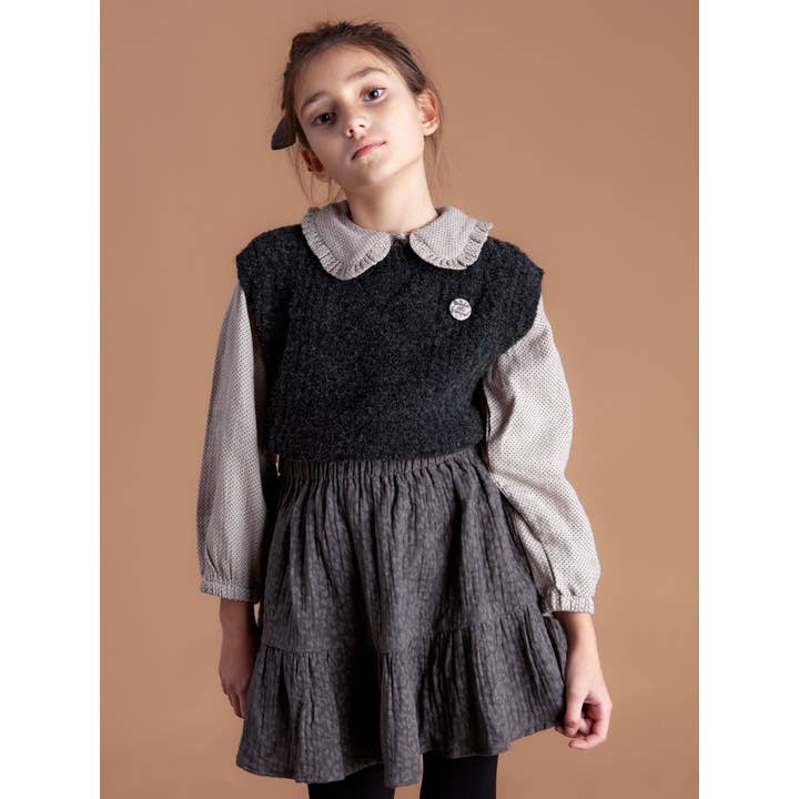 Tocoto Vintage - Vente Pull sans manches – enfant - Gilet tressé en tricot surdimensionné W50823