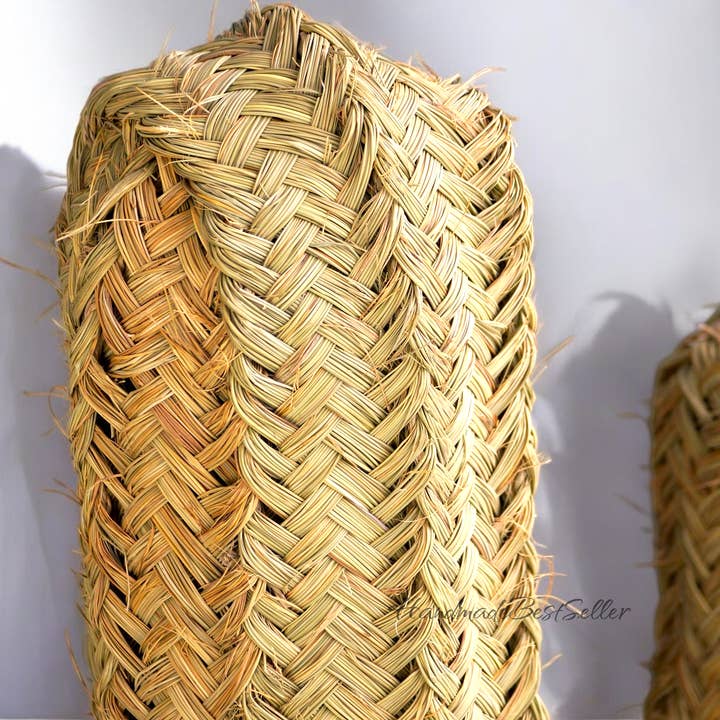 HandmadeBestSeller – wholesale Decorative tabletop object – Handmade Doum Straw Cactus on Stand2