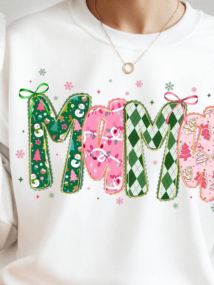 DLT Ecommerce - Wholesale T-Shirt (Graphic) - Women's - Mama Christmas Lace Coquette Shirt, Christmas Mama Sweater0