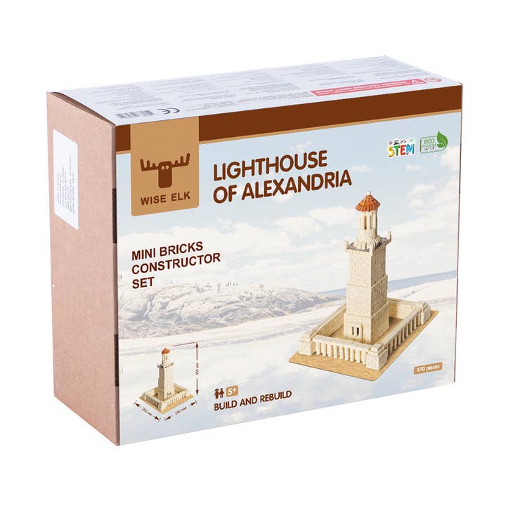 Leuchtturm von Alexandria - aus Mini-Ziegeln gebaut - Wise Elk für den Großhandel von HARMANDI