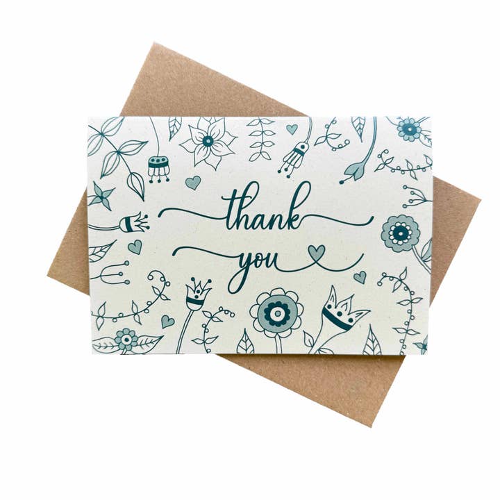 Teal Floral Dankeskarte für den Großhandel von Tall Order