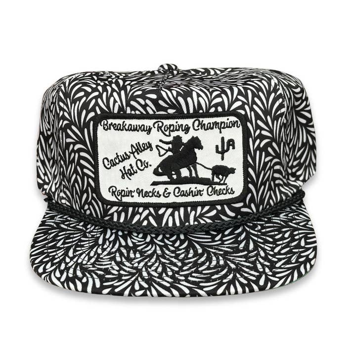 "Breakaway Roping" - CA Zwart/Wit Blad, Snapback Pet (2025) voor wholesale door Cactus Alley Hat Co.