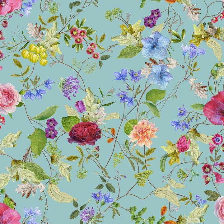 Meadow Pattern Flower Wallpaper - Minty green for wholesale by Mineheart