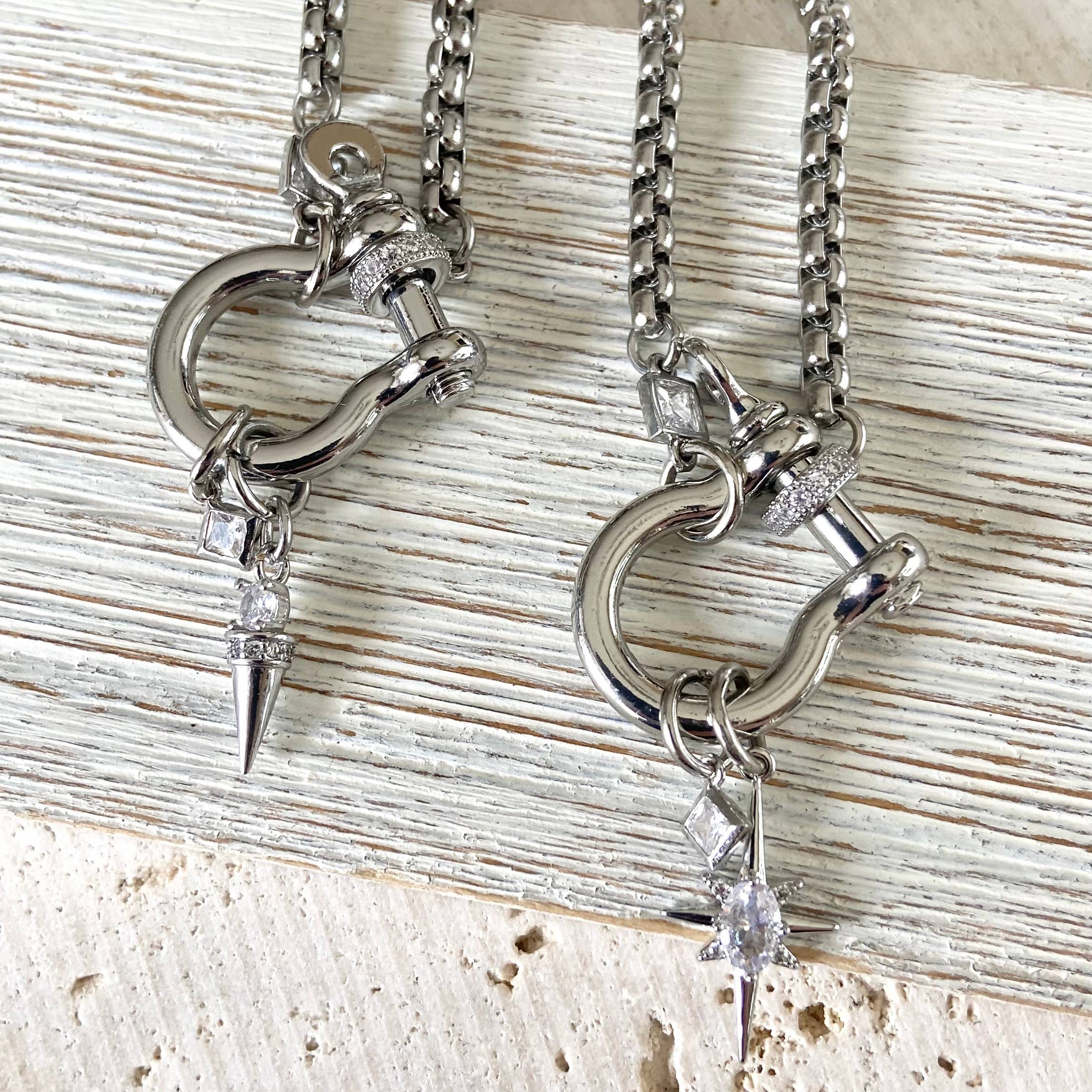 VB&CO Designs Handmade Jewelry - Wholesale Pendant/Charm Necklace - Carabiner shackle necklace charm holder mixed metal 8