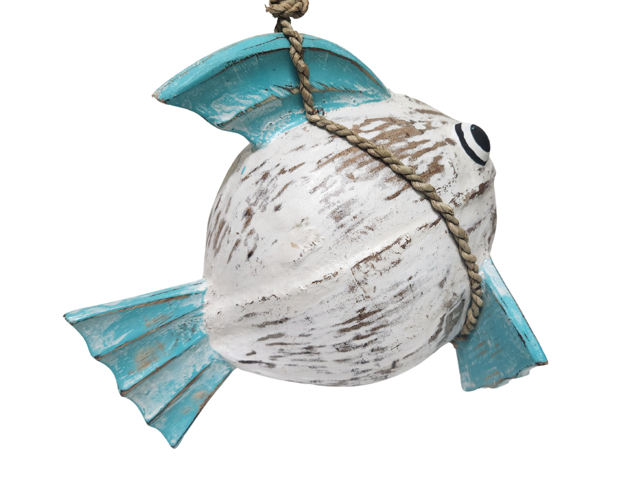 White Elephant - Wholesale Sculpture - Hand Carved Coconut FISH Table Top Art Carving 3