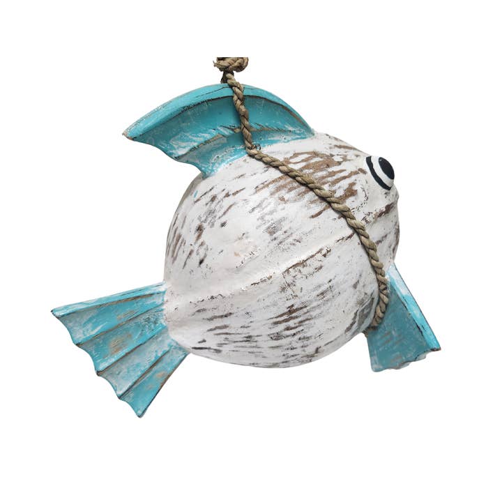 White Elephant - Wholesale Sculpture - Hand Carved Coconut FISH Table Top Art Carving 3
