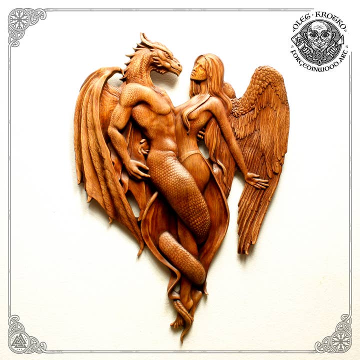 DRAGHI FANTASY INNAMORATI - 3. Il miglior regalo artistico per gli innamorati. per la vendita all'ingrosso da parte di Forged In Wood