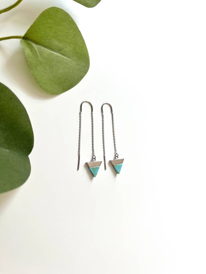 Turquoise Gold or Silver Threader Earrings for wholesale by Mountain Marigold Jewelry