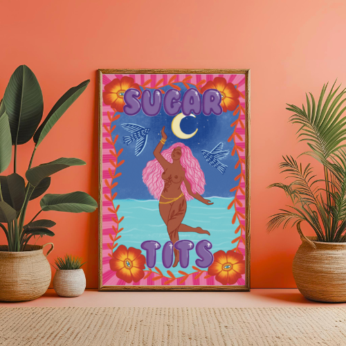 Pink Tigra - Wholesale Art Print - Sugar Tits Colourful Nude Art Print | A4 & A32