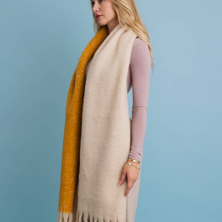 Leto Accessories - Wholesale Scarf - Unisex - Cozy Solid Two Tone Tassel Scarf2