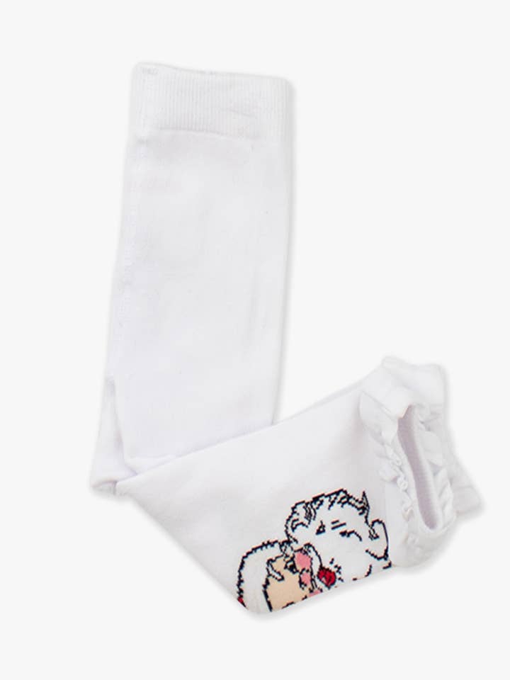 White Girls Santa Joy Patterned Footless Ruffle Tights for wholesale on Faire7