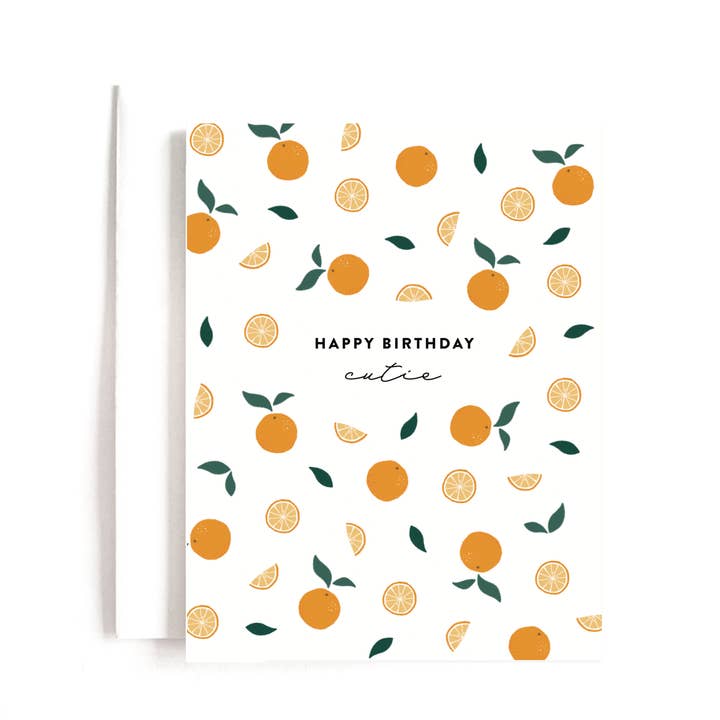 Happy Birthday Cutie (Orange pattern) Card for wholesale by Joy Paper Co.