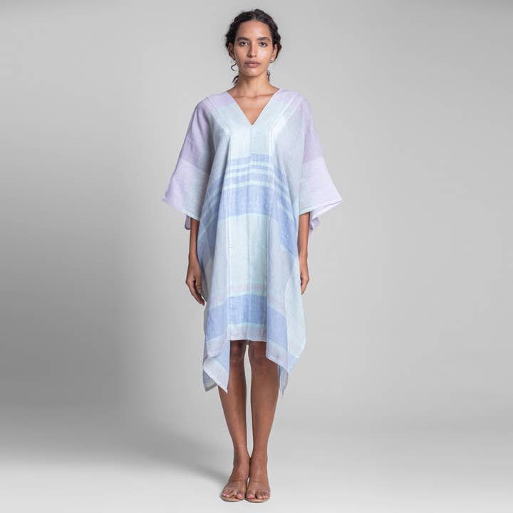 Pastel Drift Linen Kaftan for wholesale by SADHU HANDMADE NATURALS