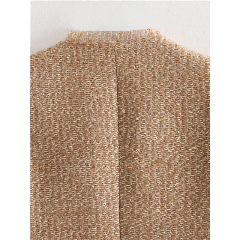 UZ Wholesale Store - Wholesale Jacket - Women's - Metal Buttons Pocket Tweed Short Jacket Single-Breasted Coat Women's Jacket7