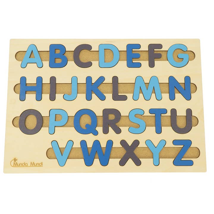 Wooden Alphabet Puzzle, color letters for wholesale by Munda Mundi