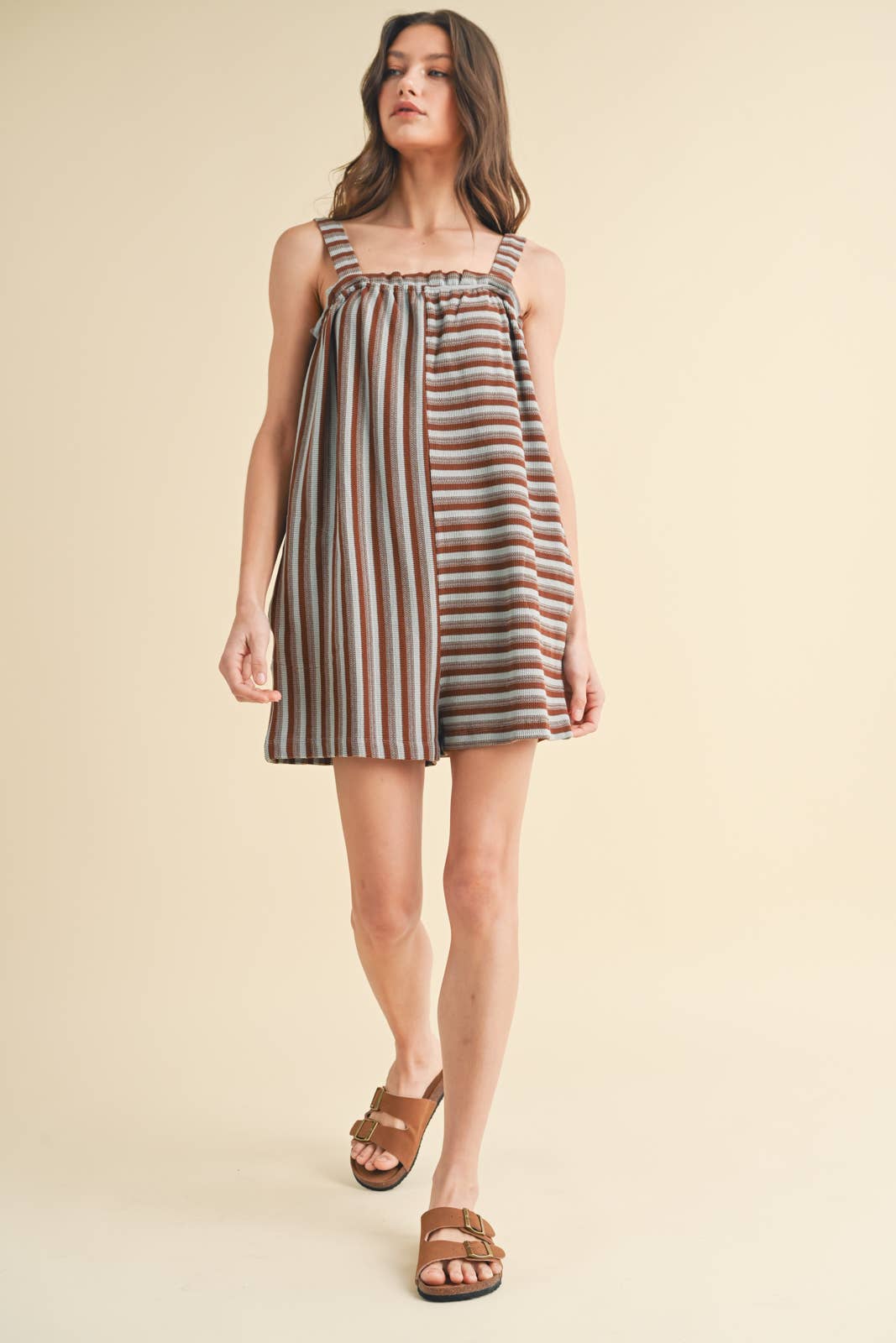 Wishlist Apparel - Venta al por mayor Peto - Mujer - MAMELUCO DE PUNTO CON MÚLTIPLES RAYAS/WL23-82215