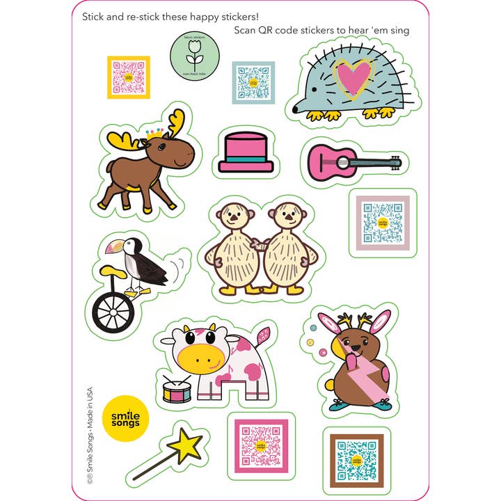 Smile Songs - Wholesale Sticker - Kids & Baby - Reusable Moosical Sticker Sets - Animal Pals2