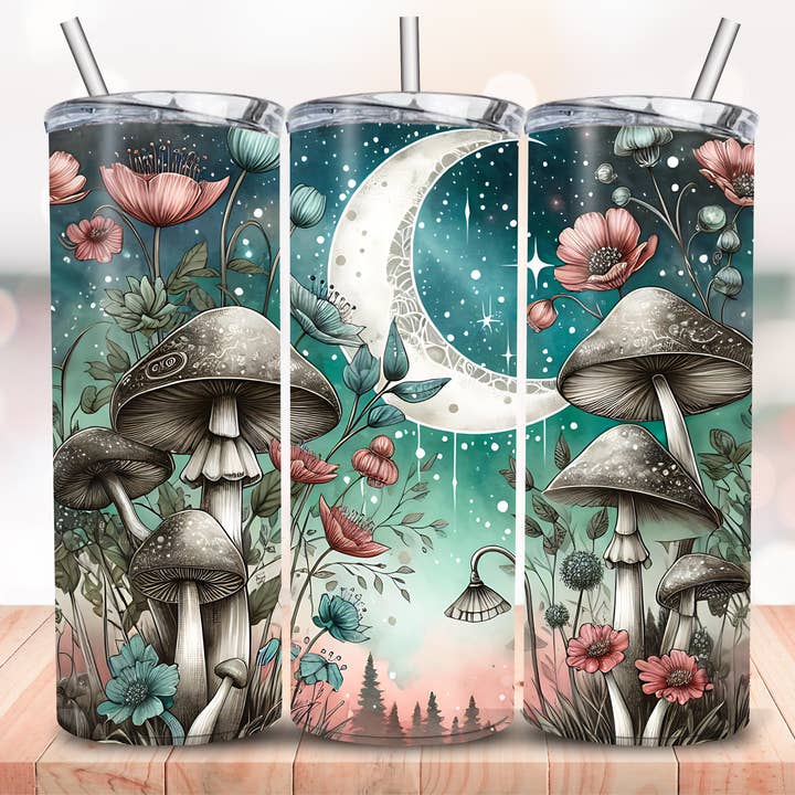 Mystische mondbeschienene Pilze 20oz Becher für den Großhandel von Knotted Gypsy Designs