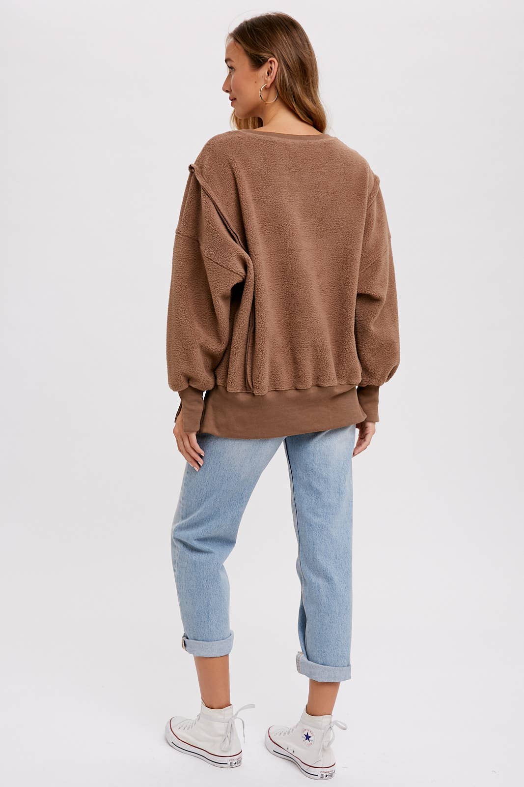 Peace Love Line – wholesale Sweatshirt - Dam – PL3896 - RUNDHALSAD TEDDYTRÖJA MED SLITSAR12