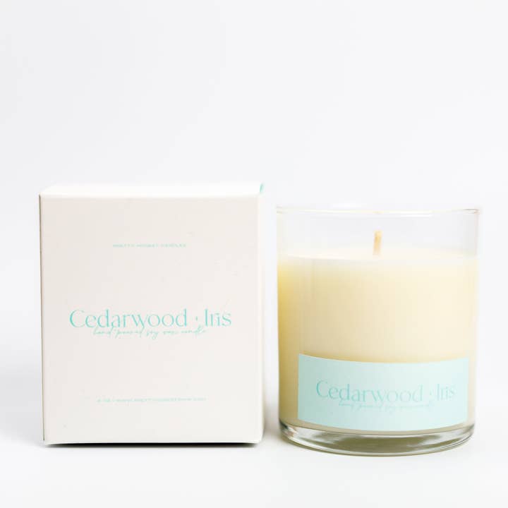 Cedarwood and Iris Candle for wholesale by Pretty Honest Candles