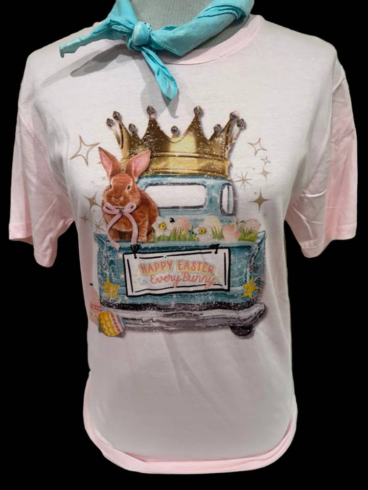 Easter Truck on Light Pink OR White Crew / Easter / Bunny for wholesale by Bling-A-GoGo, LLC