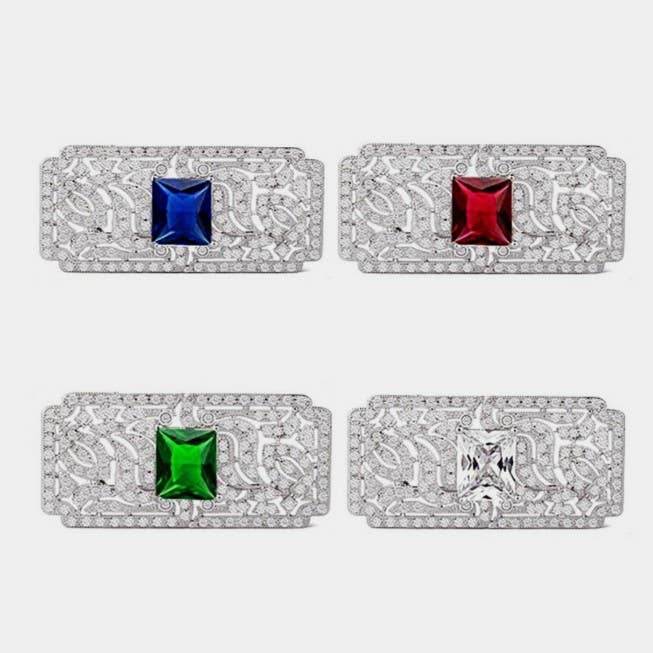 White Gold Plated CZ Crystal Zircon Delicate Wedding Brooch for wholesale by Gaia Fashion Inc