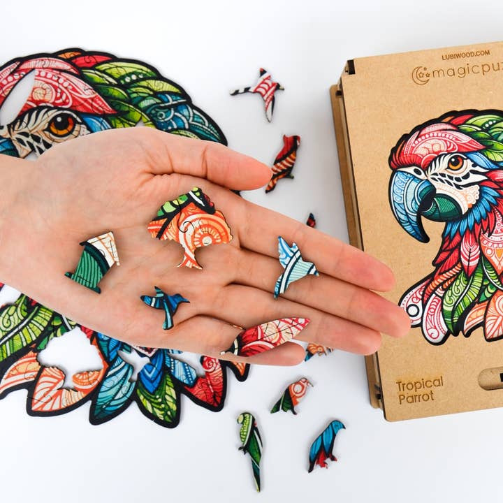 Lubiwood - Wholesale Puzzle - Adult - Tropical Parrot Jigsaw A4 Premium Box