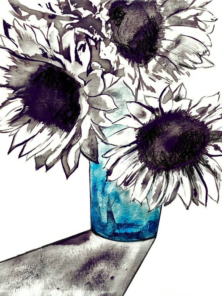 Flowers in Blue Vase for wholesale by Kellie Cooke Art