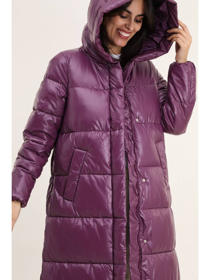 Attrait Paris - Wholesale Puffer Jacket - Women's - Extra long puffer jacket with metallic hood14