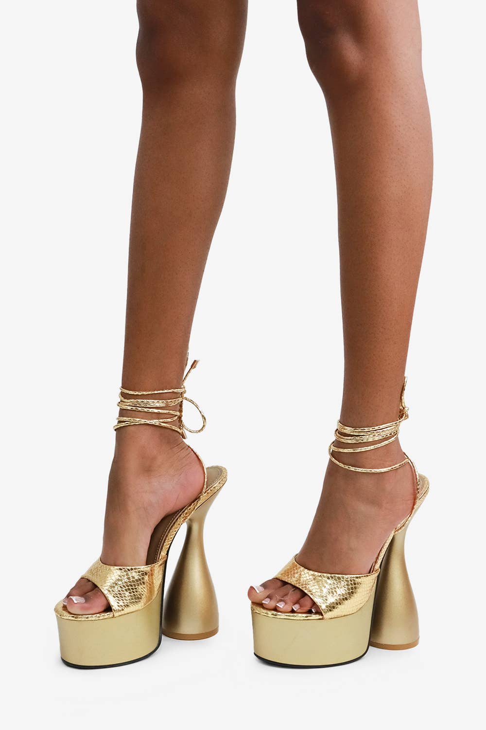 Lemonade Shoes - Wholesale Platform Heels - Women's - BITE ME - Sculptural Platform Heels w/ Ankle Ties5
