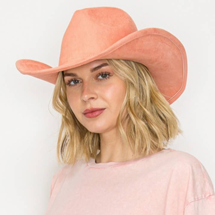 One and Only Accessories - Wholesale Cowboy Hat - Women's - Vegan suede cattleman cowboy hat stiff flat brim Stylish hat16