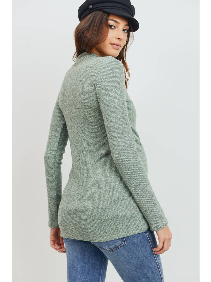 Hello Miz - Vente Haut - Top côtelé de maternité à col montant et manches longues28