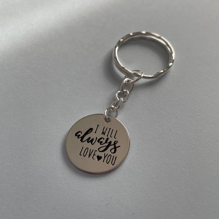 Roshni Desai & Things – wholesale Nyckelring - Unisex – Jag kommer alltid att älska dig rostfritt stål nyckelring Unisex gåva F2